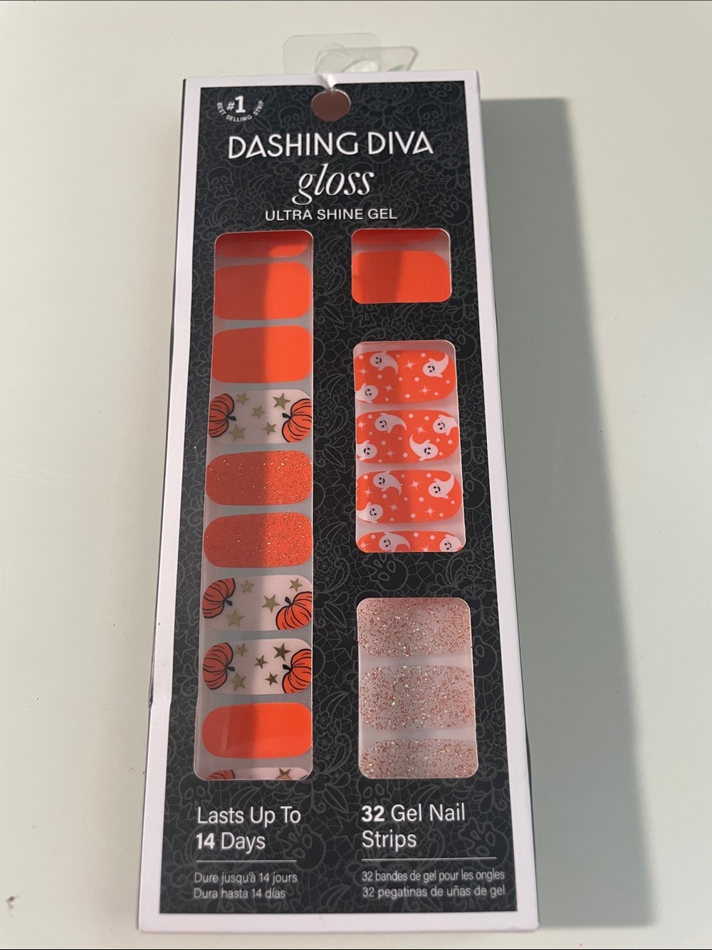 Dashing Diva Gloss Orange Pumpkin 32 Gel Nail Strips Pumpkin Charm